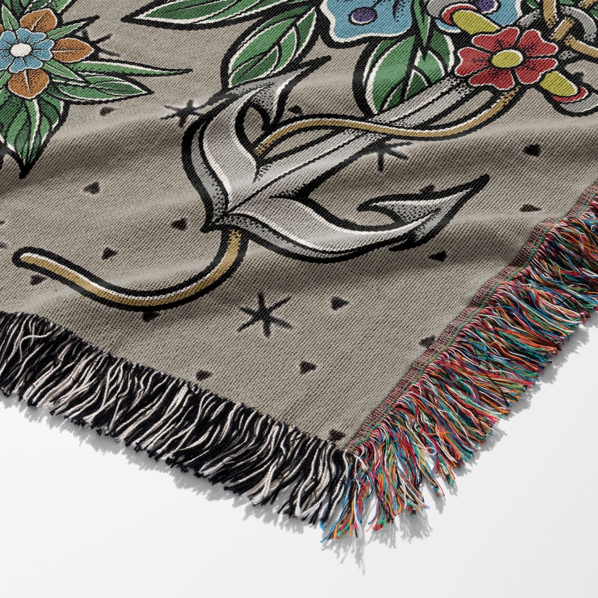 Vintage Tattoo Flash Woven Blanket - Offbeat Opulence