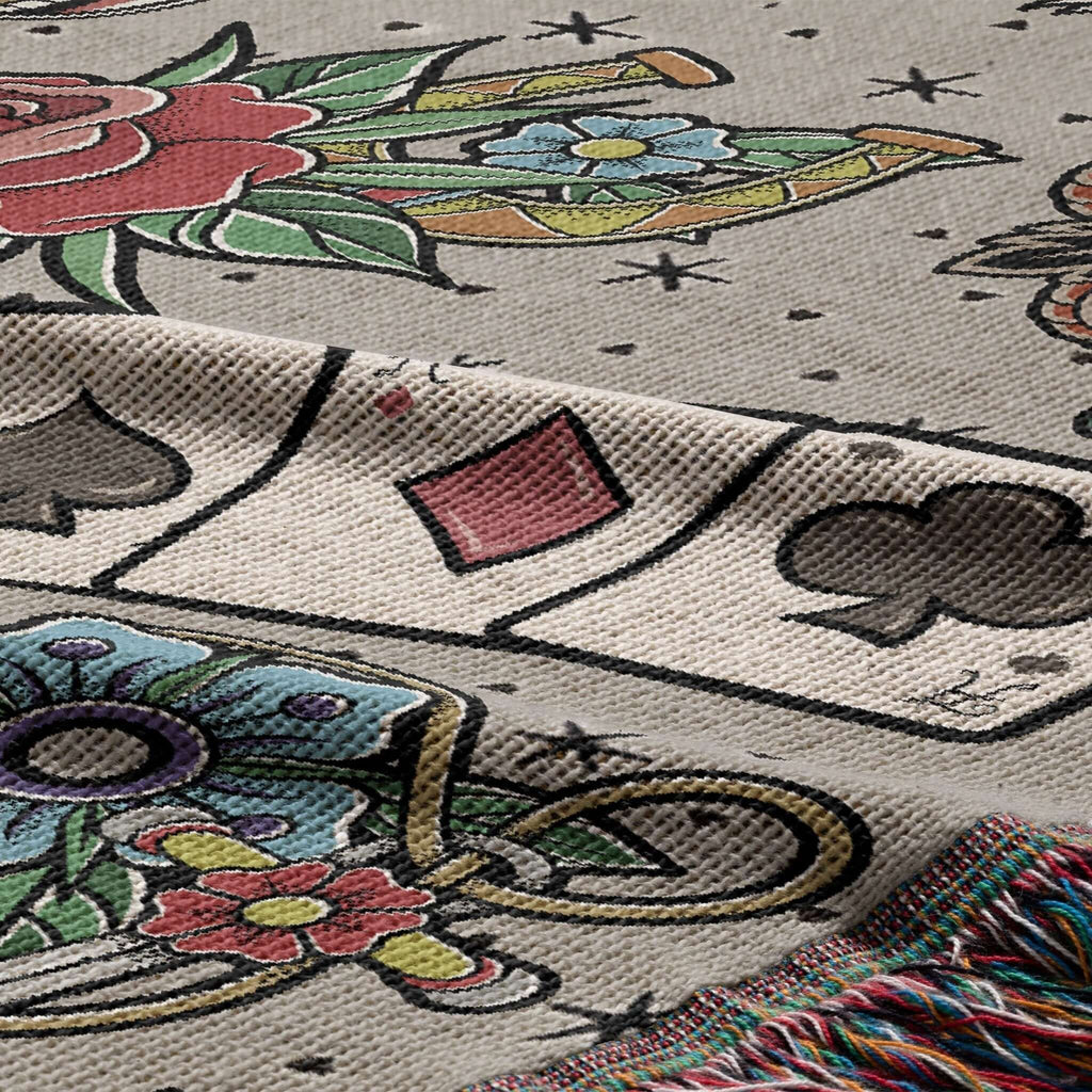 Vintage Tattoo Flash Woven Blanket-Offbeat Opulence