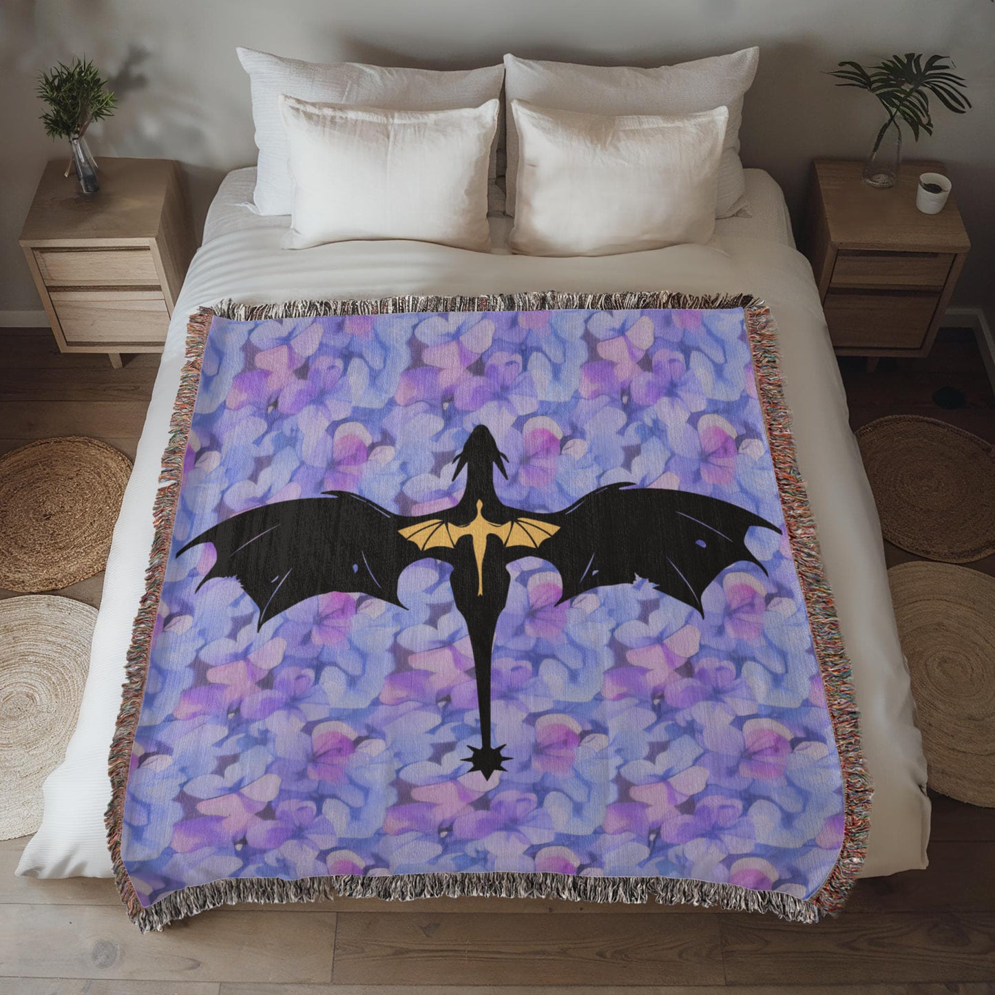 Violet's Dragons Woven Tapestry Blanket - Offbeat Opulence