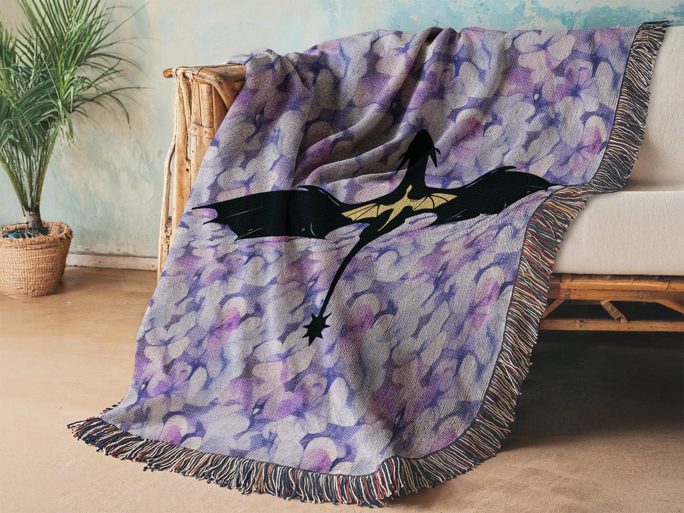 Violet's Dragons Woven Tapestry Blanket - Offbeat Opulence