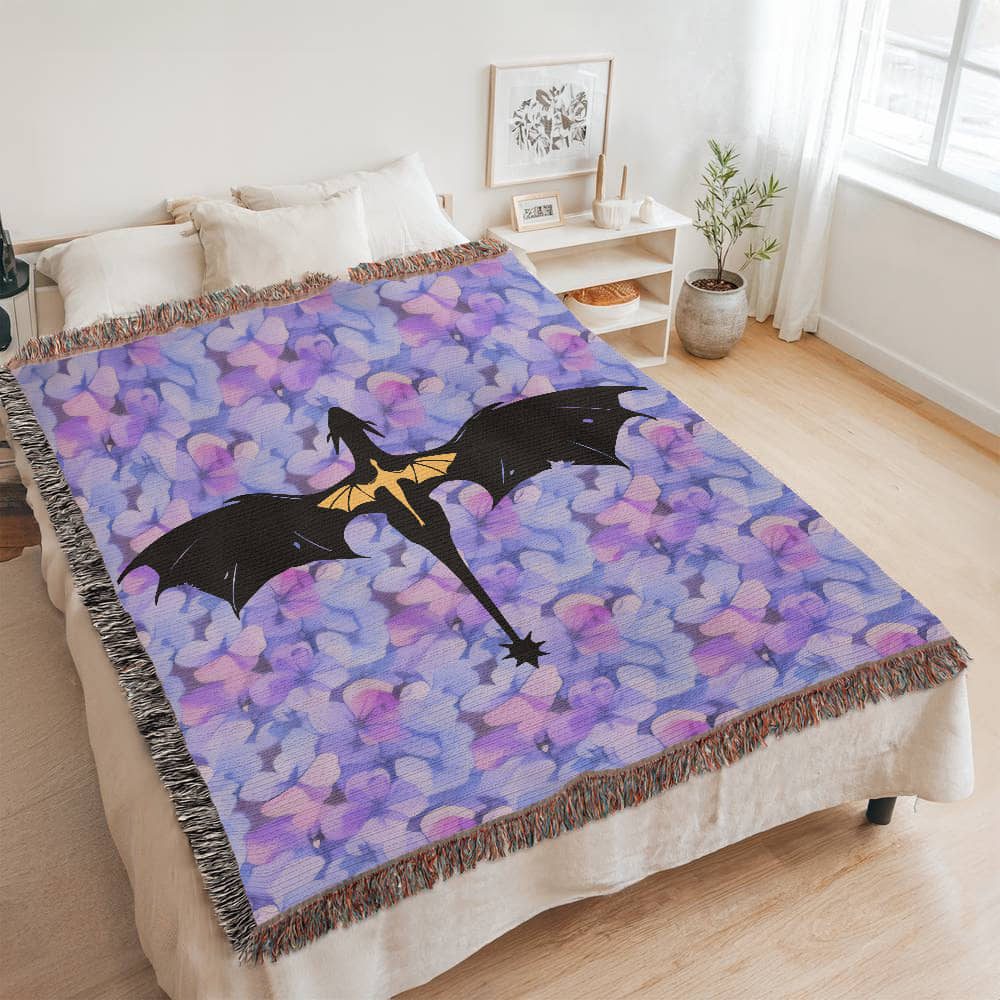 Violet's Dragons Woven Tapestry Blanket - Offbeat Opulence