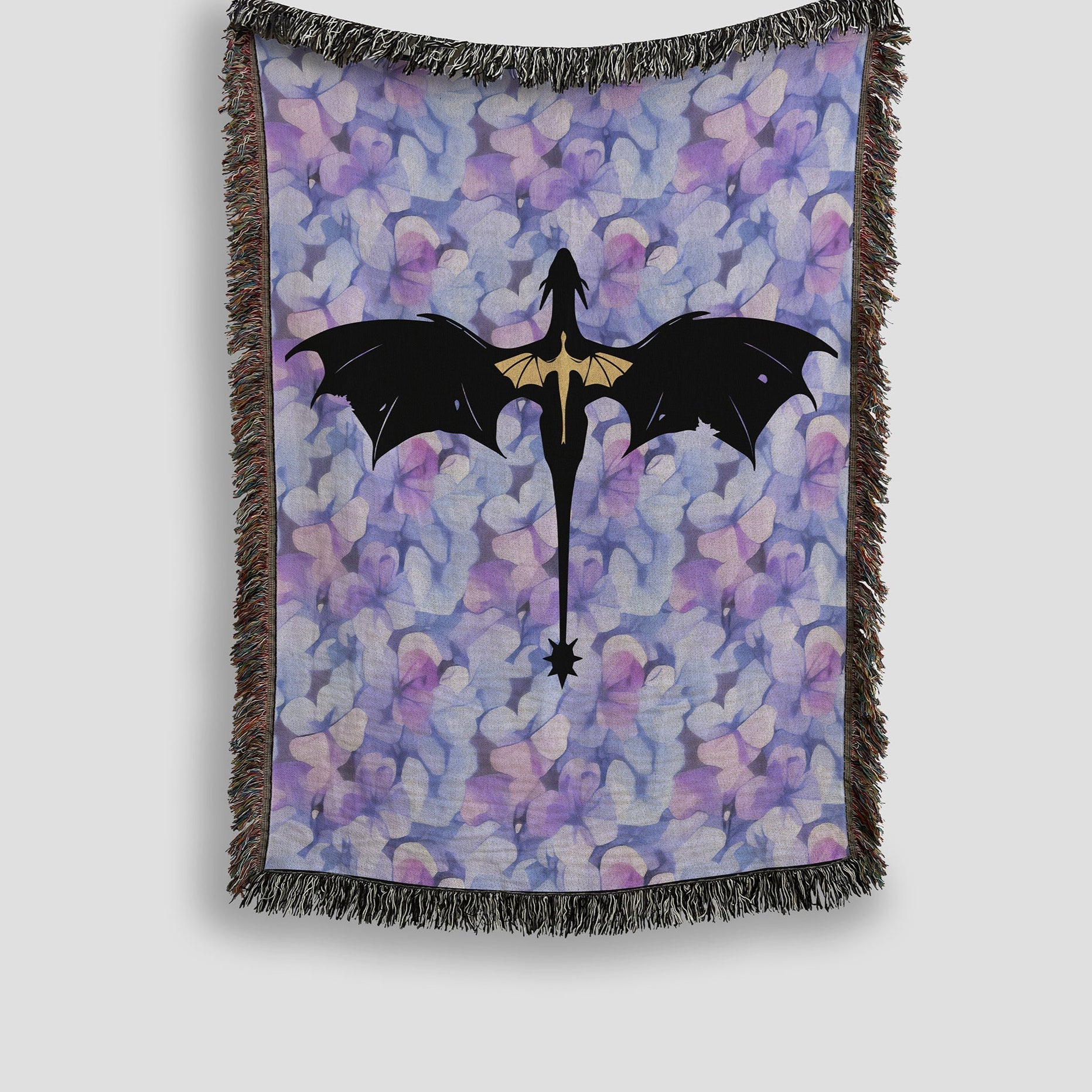 Violet's Dragons Woven Tapestry Blanket - Offbeat Opulence