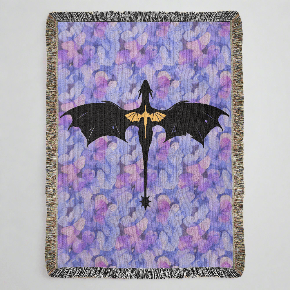 Violet's Dragons Woven Tapestry Blanket - Offbeat Opulence