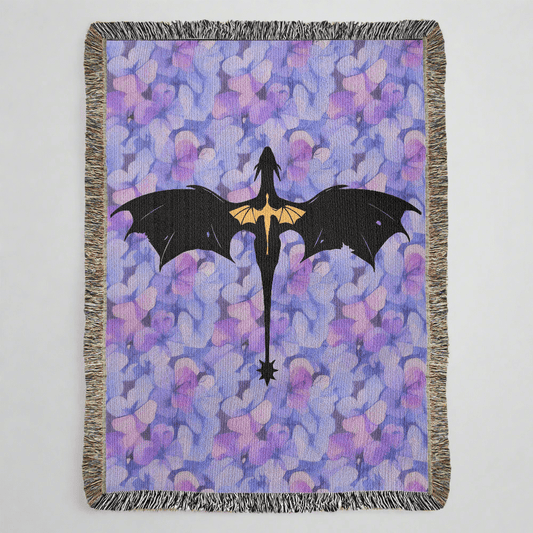 Violet's Dragons Woven Tapestry Blanket - Offbeat Opulence