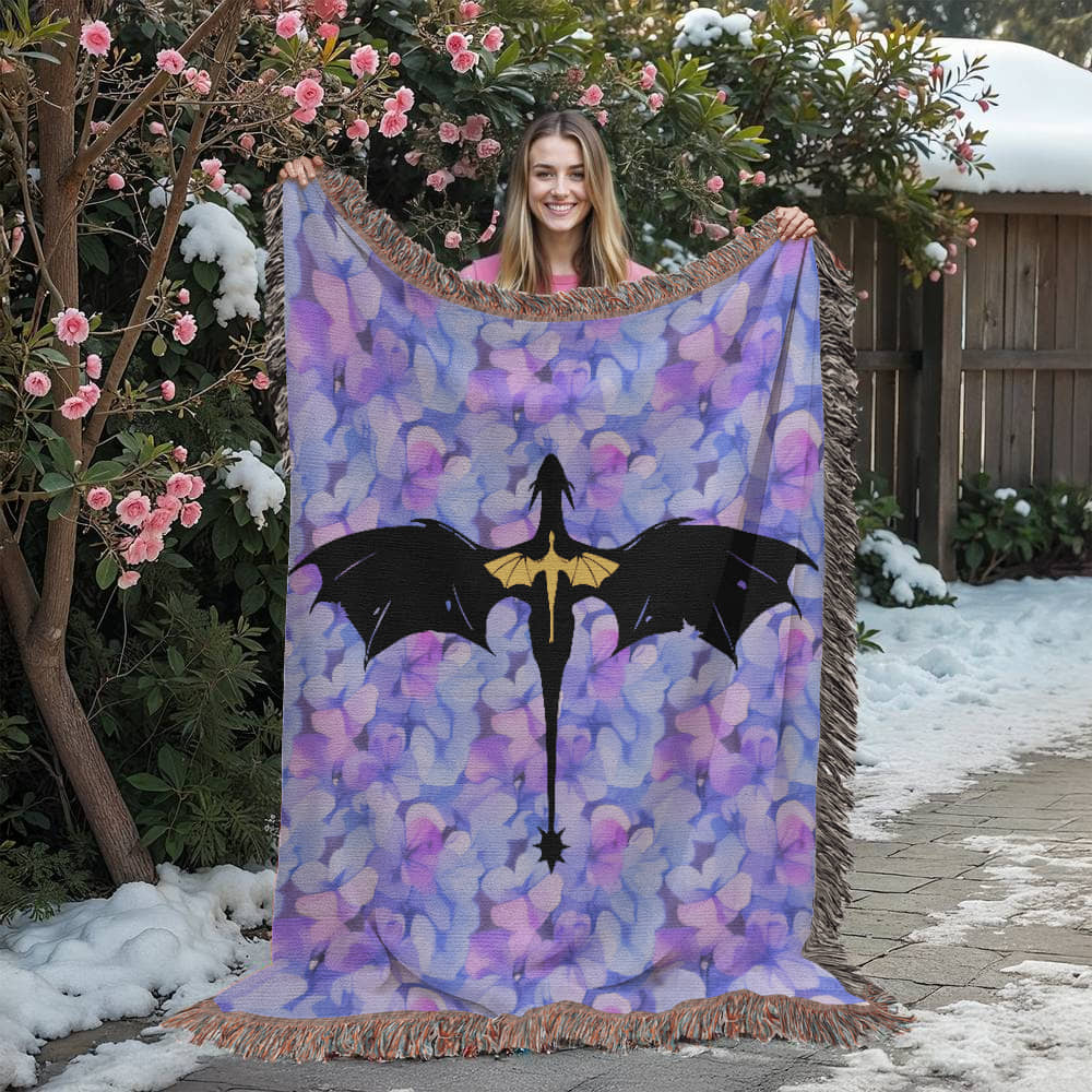 Violet's Dragons Woven Tapestry Blanket - Offbeat Opulence