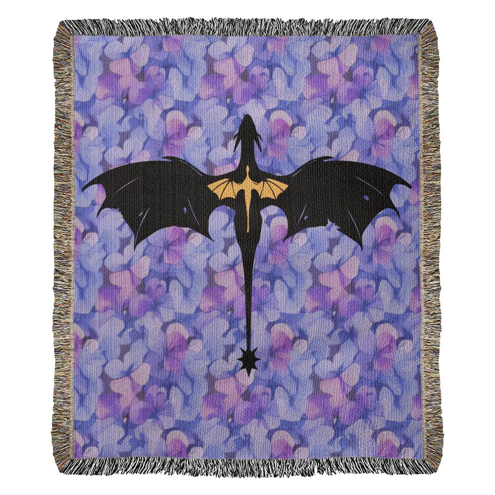 Violet's Dragons Woven Tapestry Blanket - Offbeat Opulence