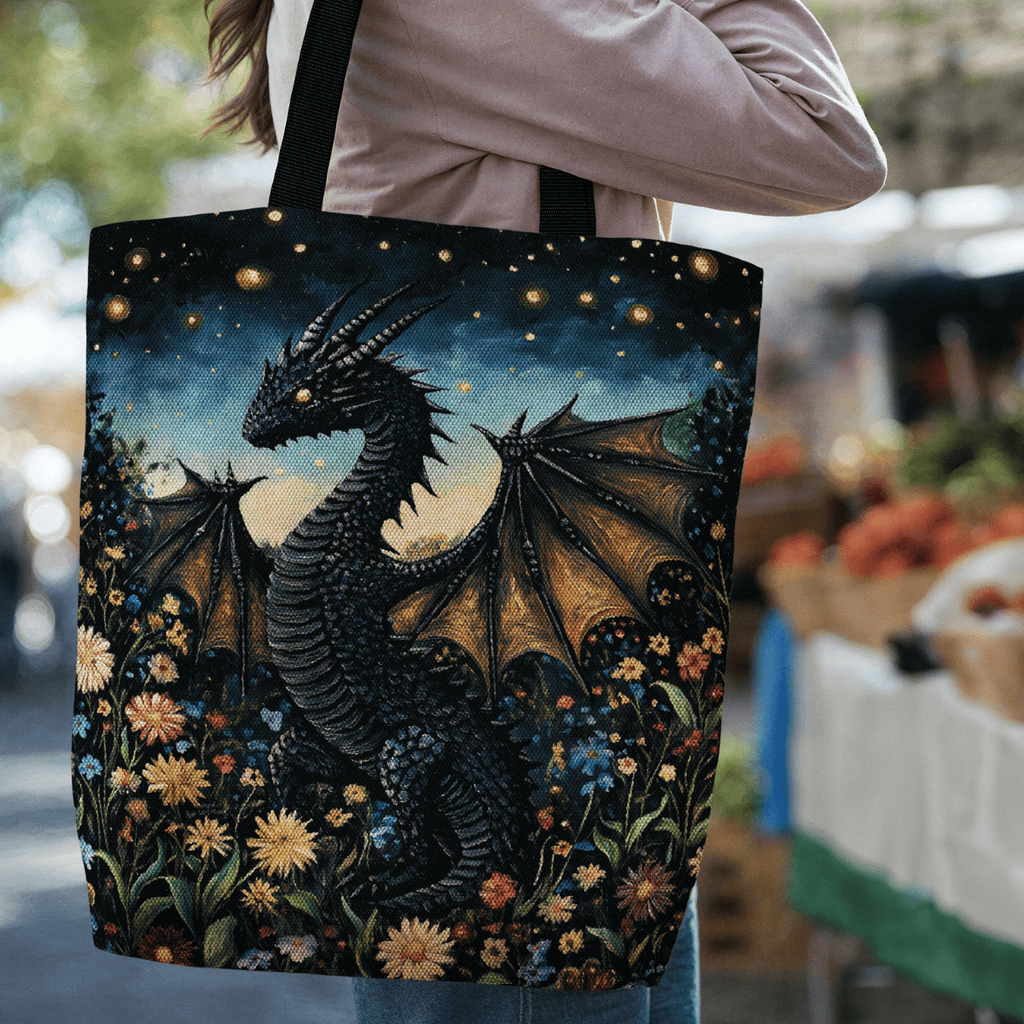 Whimsical Garden Dragon Woven Tote-Offbeat Opulence