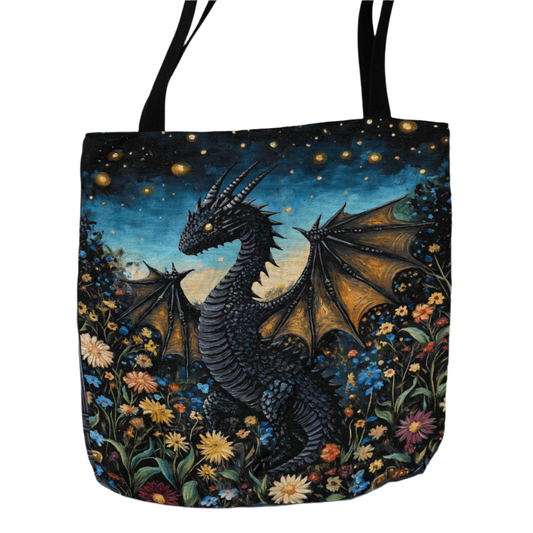 Whimsical Garden Dragon Woven Tote-Offbeat Opulence