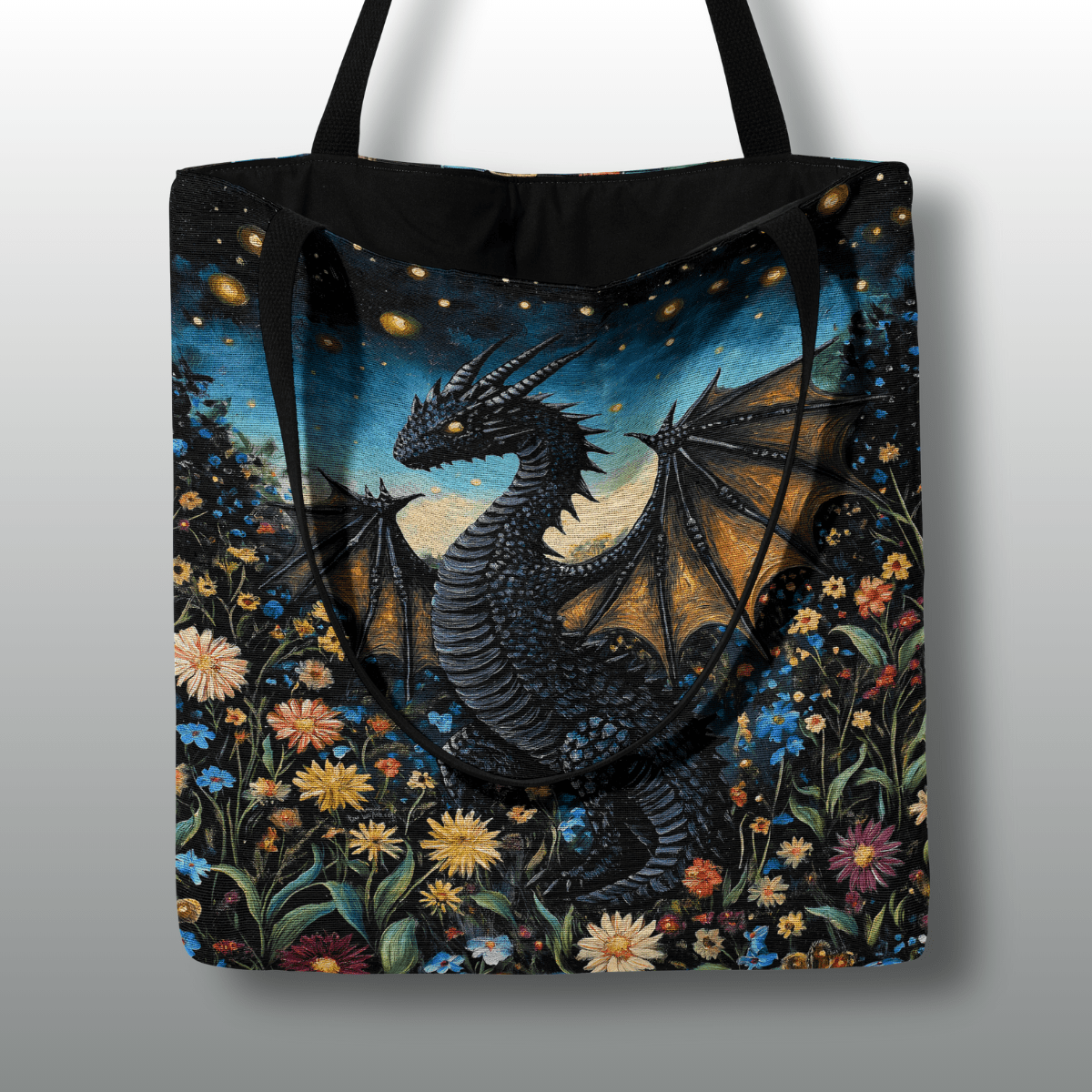 Whimsical Garden Dragon Woven Tote-Offbeat Opulence