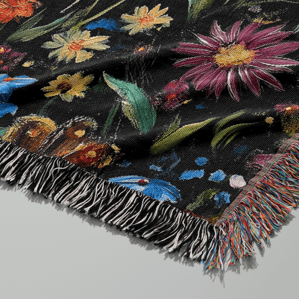 Whimsical Storybook Garden Dragon – Woven Blanket-Offbeat Opulence