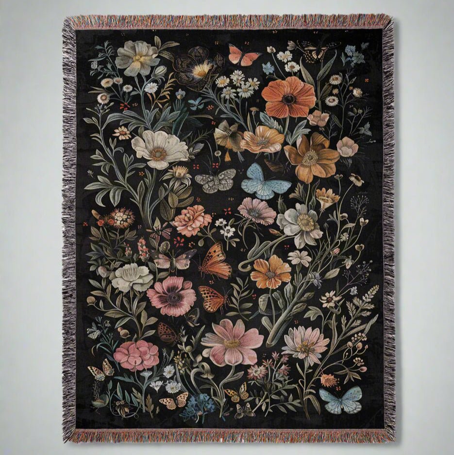 Wildflower Haven Woven Blanket – A Botanical Masterpiece - Offbeat Opulence