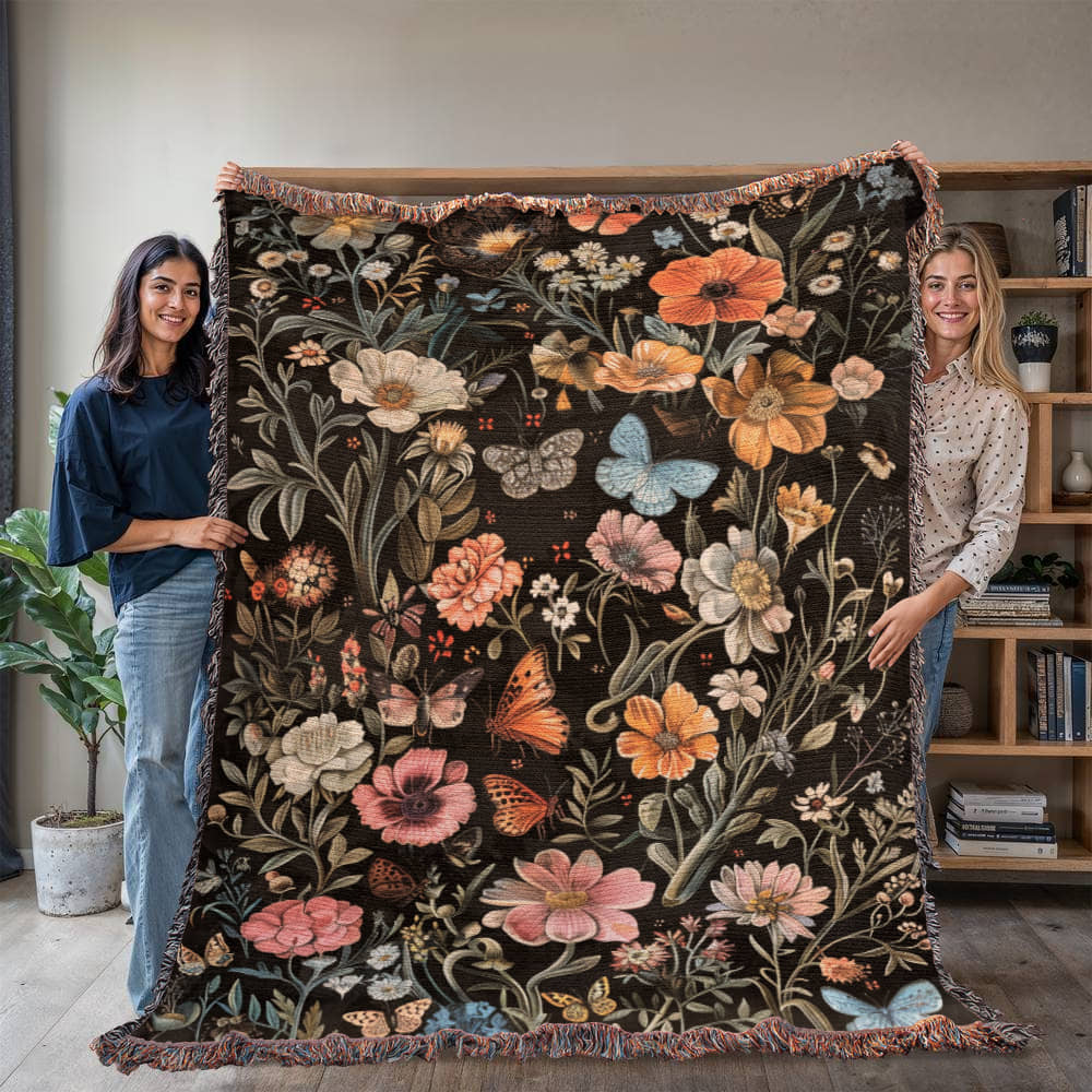 Wildflower Haven Woven Blanket – A Botanical Masterpiece - Offbeat Opulence