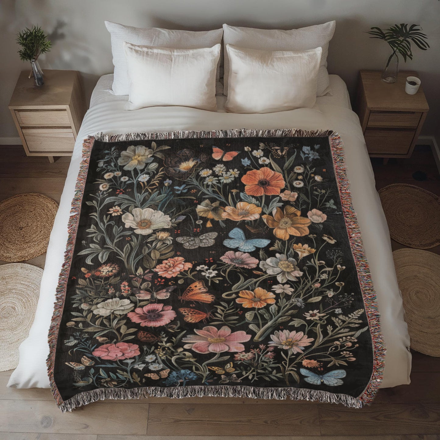 Wildflower Haven Woven Blanket – A Botanical Masterpiece - Offbeat Opulence