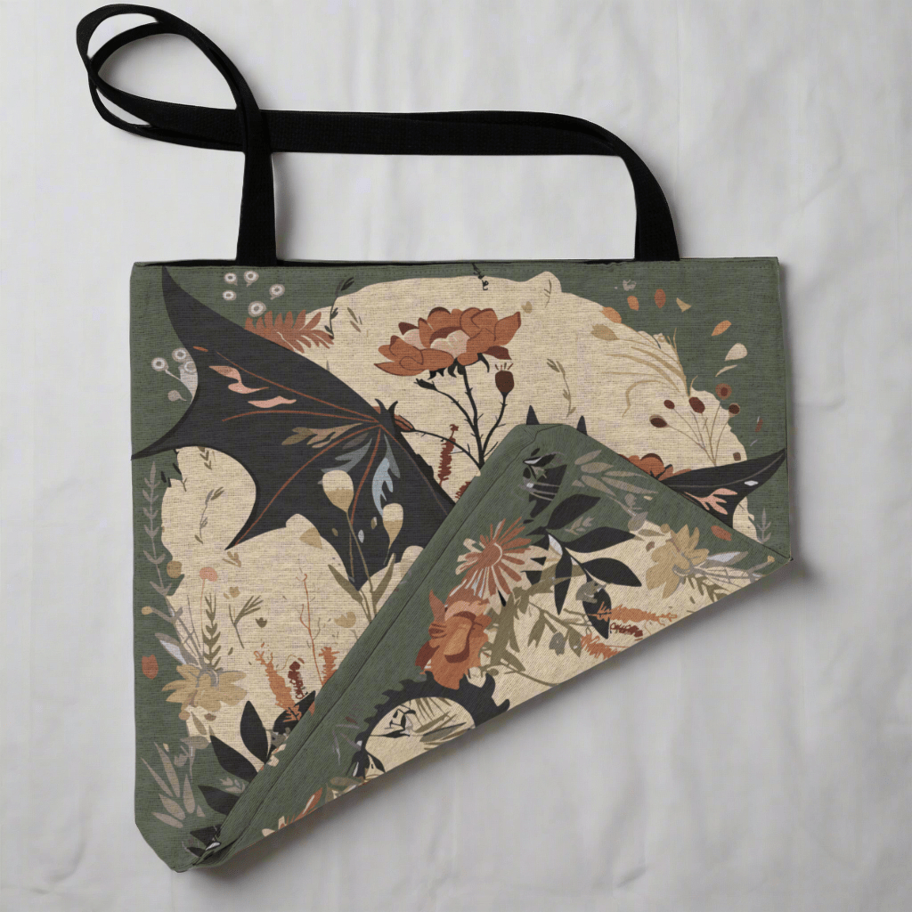 Wildflower Wyvern Woven Tapestry Tote – Strength & Softness Combined - Offbeat Opulence